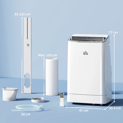 HOMCOM 14000 BTU Mobile Air Conditioner, 35m², Smart Home WiFi, with Dehumidifier, Fan, 24H Timer, Window Kit, White