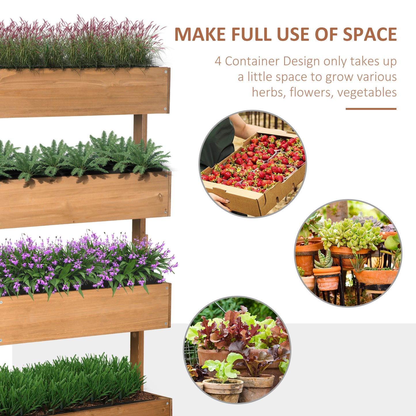 Outsunny Four-Tier Basket Wooden Plant Stand - Orange--ChewyGames-ChewyGames