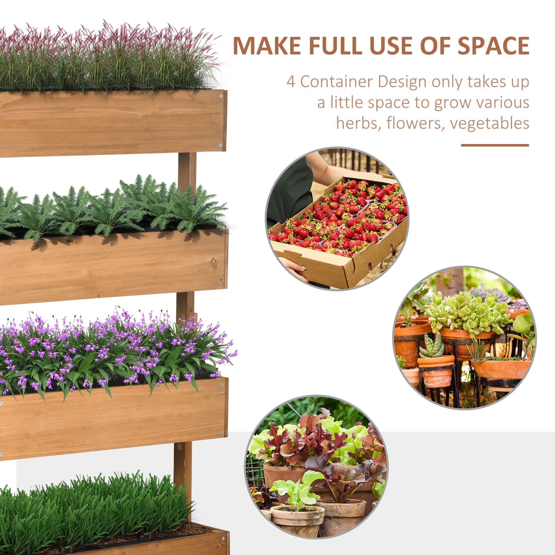 Outsunny Four-Tier Basket Wooden Plant Stand - Orange--ChewyGames-ChewyGames
