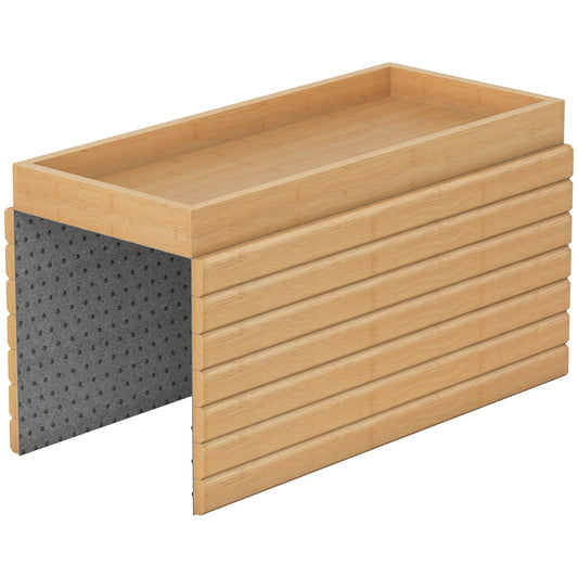 HOMCOM Bamboo Sofa Arm Tray, Foldable Anti-Slip Armrest Tray for Drinks and Snacks, Natural Wood Finish