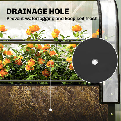 Outsunny Raised Planter with Flip-Up Greenhouse Cover, Metal Raised Garden Bed on Legs with Drainage Hole, Black