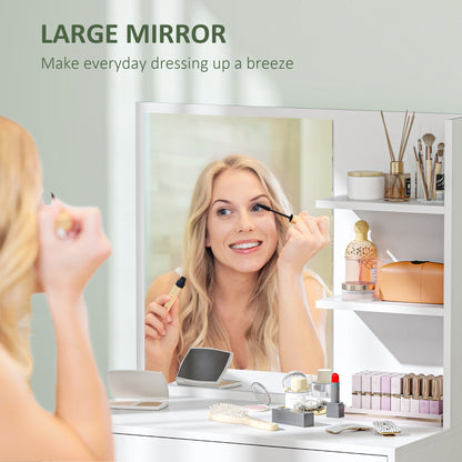 HOMCOM Dressing Table with Mirror and Storage - White