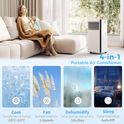 HOMCOM Portable Air Conditioner 7000 BTU, 4-in-1 Air Conditioning Unit with Cooling, Dehumidifier, Fan, Sleep Mode, White