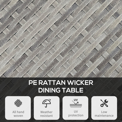 Outsunny 70 cm Wood-Effect Rattan Garden Table - Grey