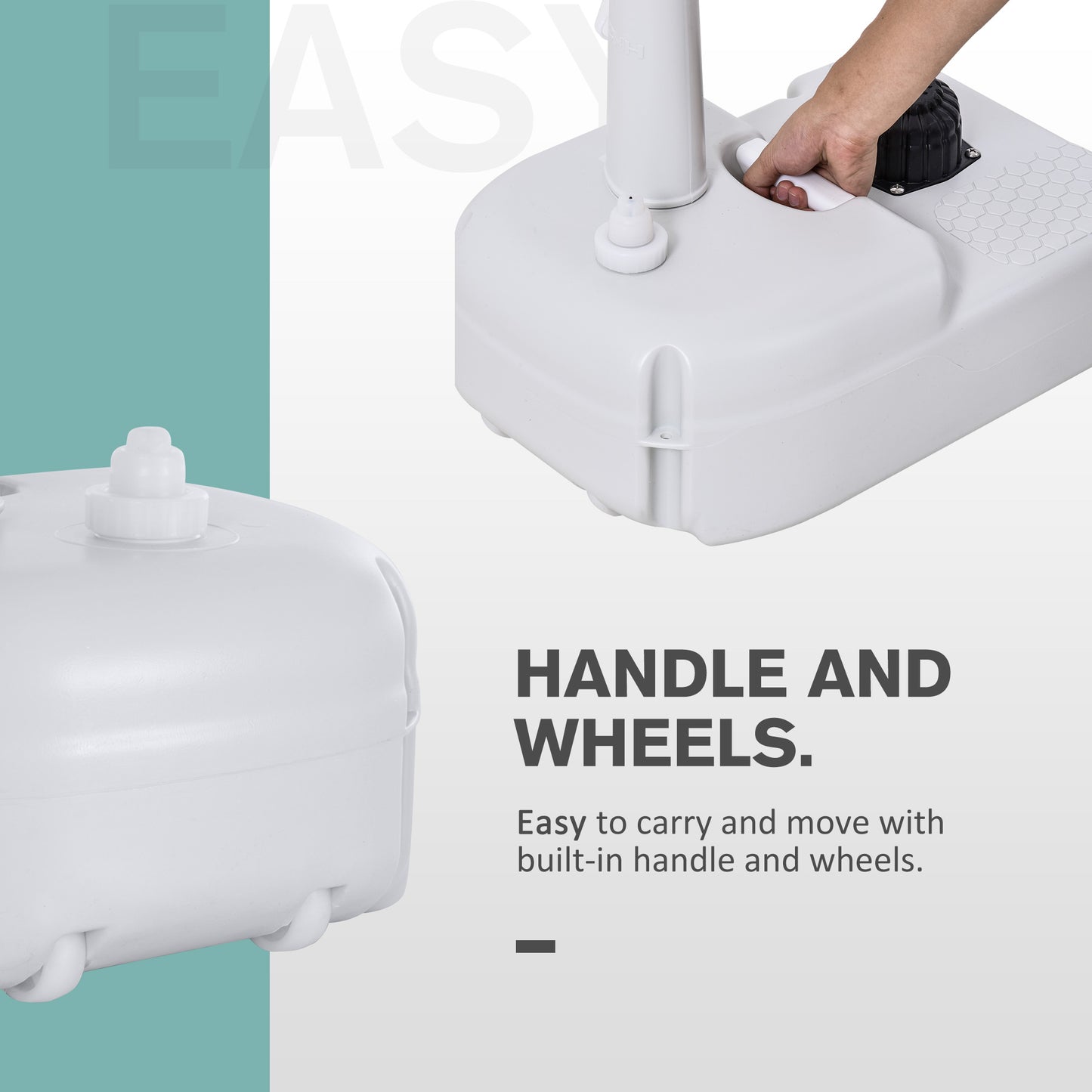 Outsunny Camping Sink, 17L Portable Hand Wash Station with Towel Holder, Soap Dispenser and Rolling Wheels, Outdoor Sink for Events, Gatherings, Worksite