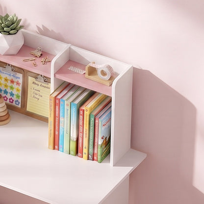 AIYAPLAY Kids Desk and Chair Set Storage Shelves Kids Desk Adjustable Tablet Stand Cork Board Pen Holder Pink