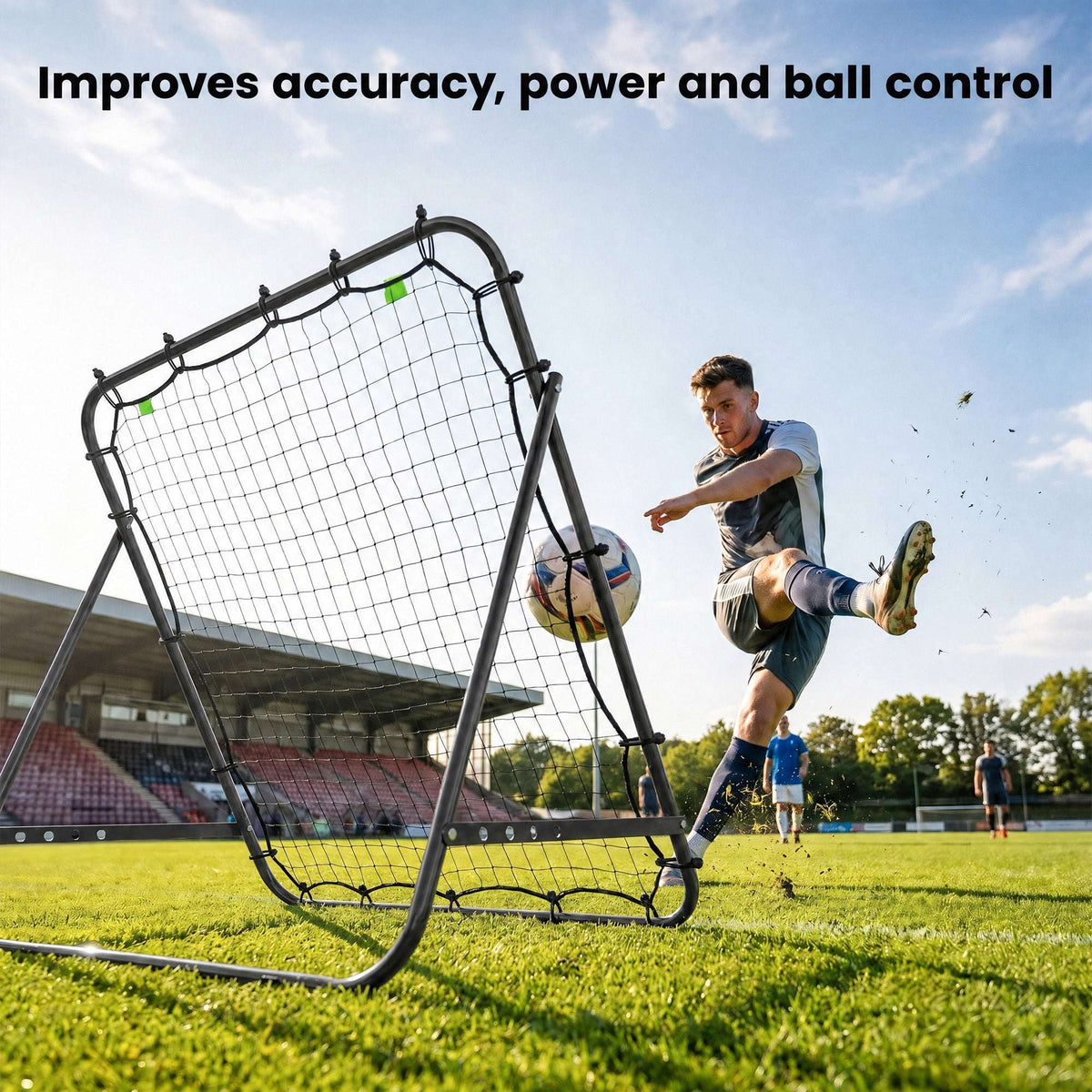 HOMCOM Adjustable Rebounder Net Kickback Target Goal for Teens Adults Training, Black