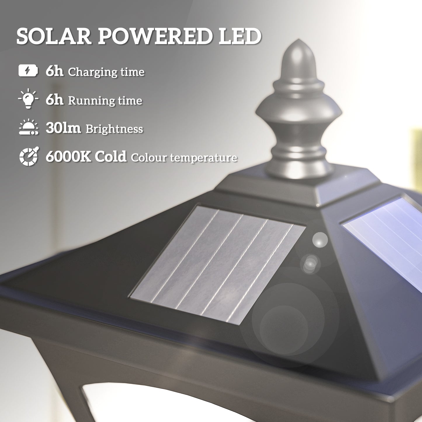 Outsunny 1.2m Solar Powered Outdoor Lamp Post - Black