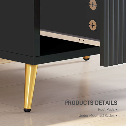 HOMCOM Elegant Two-Drawer Bedside Table Set of 2 - Black