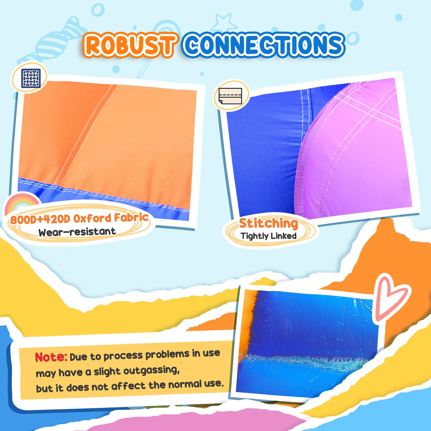 Outsunny Kids Bouncy Castle House Inflatable Trampoline Slide Water Pool 3 in 1 with Blower Indoor Outdoor for Kids Age 3-8 Multi-Colour 2.8 x 2.5 x 1.7m
