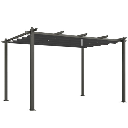 Outsunny 3 x 4m Aluminium Pergola, with Retractable Roof - Dark Grey