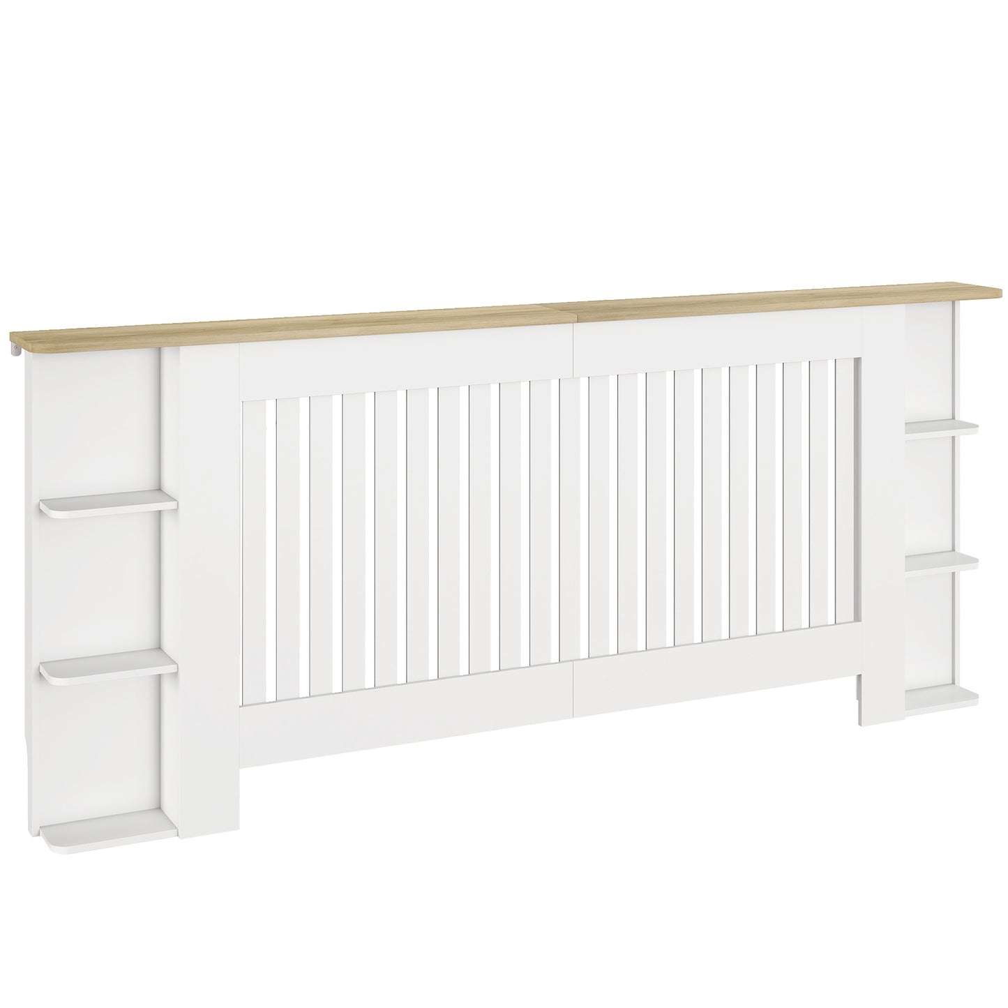 HOMCOM Radiator Cover with Open Storage Shelves, Vertical Slatted Cabinet Shelf Heater Cover for Living Room, Hallway, Extra Large, White