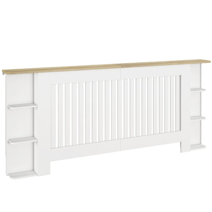 HOMCOM Radiator Cover with Open Storage Shelves, Vertical Slatted Cabinet Shelf Heater Cover for Living Room, Hallway, Extra Large, White