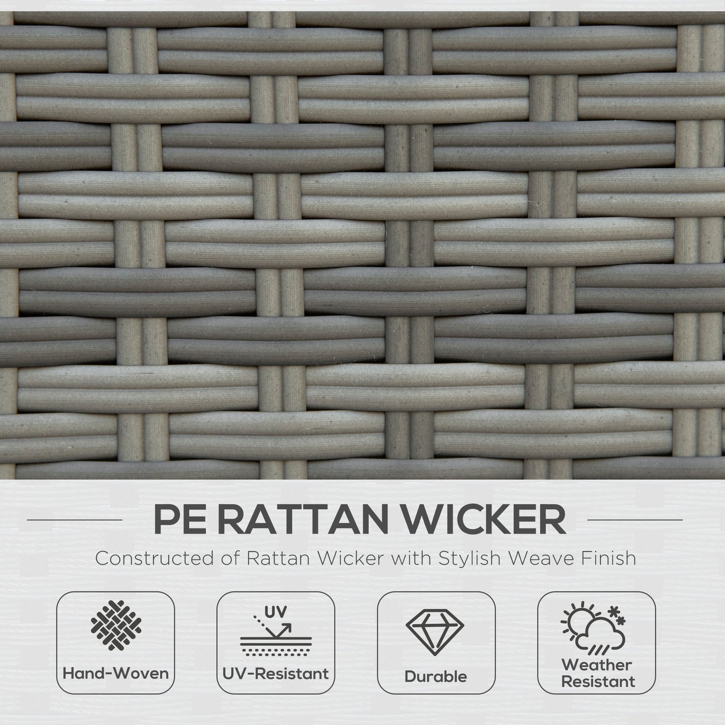 Outsunny Seven-Piece Rattan Garden Sofa Set, with Expanding Table - Grey--ChewyGames-ChewyGames
