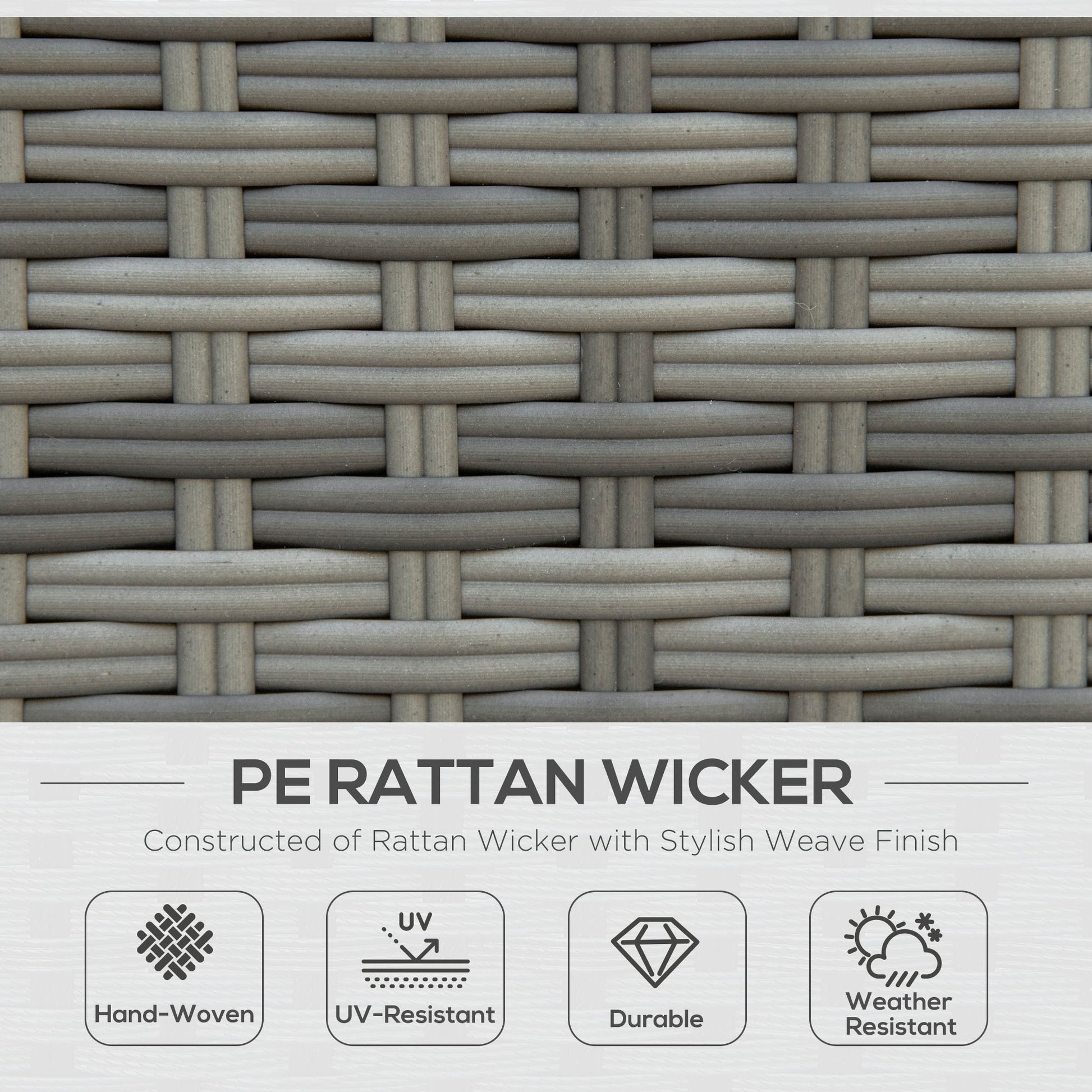 Outsunny Seven-Piece Rattan Garden Sofa Set, with Expanding Table - Grey--ChewyGames-ChewyGames