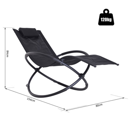 Outsunny Outdoor Orbital Lounger Zero Gravity Patio Chaise Foldable Rocking Chair w/ Pillow Black--ChewyGames-ChewyGames