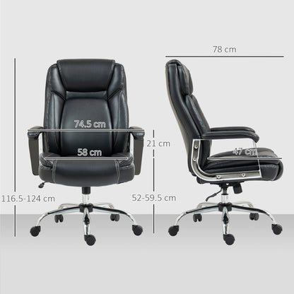 HOMCOM Ergonomic Office Chair, Heavy Duty Faux Leather Desk Chair with Tilt Function, Adjustable Height, 227kg 500LBS Swivel Computer Chair for Home Study, Black-Office Chairs-ChewyGames-ChewyGames