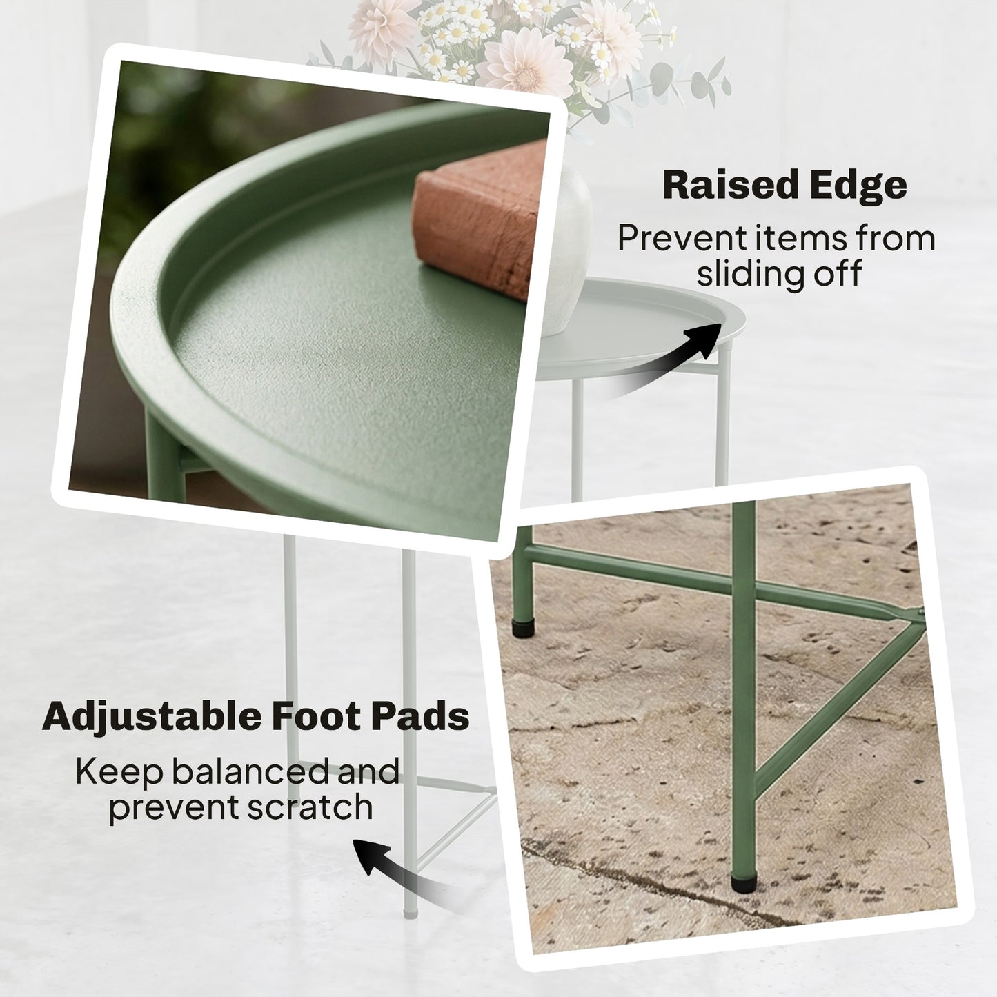 Outsunny Steel Removable Tray Top Garden Table - Green