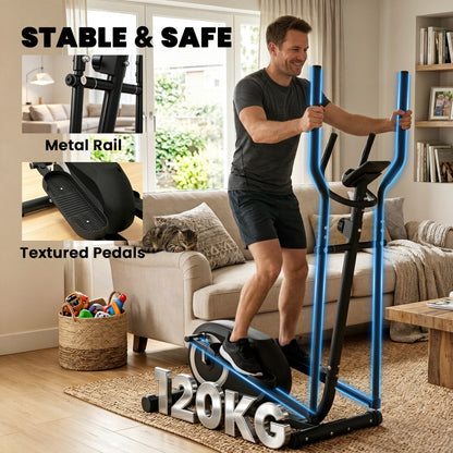 SPORTNOW Elliptical Cross Trainer for Home, Quiet Magnetic Elliptical Machine with Bluetooth, App Compatible, 8-Level Resistance