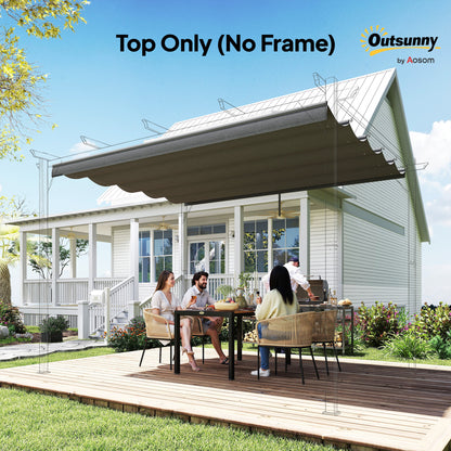 Outsunny Retractable Pergola Cover, 3.5 x 2.6 m Replacement Canopy Fabric for 4 x 3 m Frame, Roof Top Only, Dark Grey