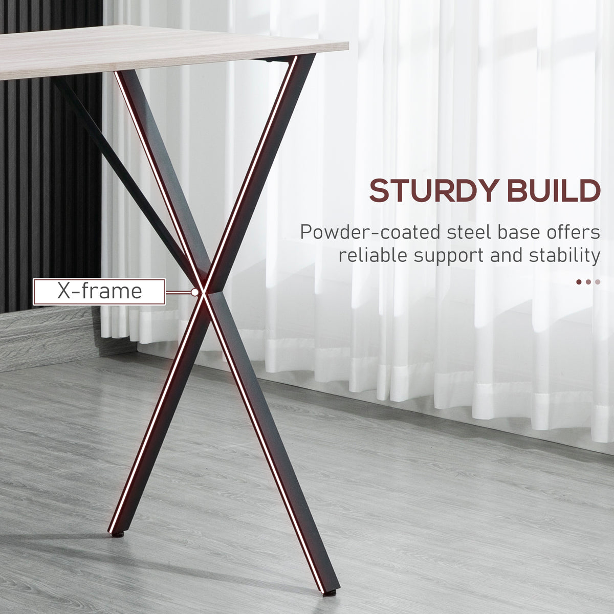 HOMCOM 120 cm Rectangular Bar Table for 4 People, Modern Breakfast Bar Table with Wood Effect Tabletop, Steel Legs, Coffee Desk for Living Room, White