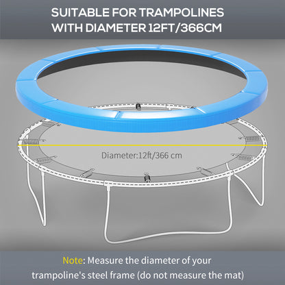 HOMCOM 12ft Trampoline Accessories Safety Pad Φ366cm Replacement Surround Padding Thick Foam Pads Light Blue