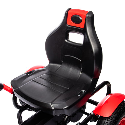 HOMCOM Pedal Go Kart, Kids Ride On Racer with Adjustable Seat, Inflatable Rubber Tyres, Handbrake for Ages 5-12 Years - Red