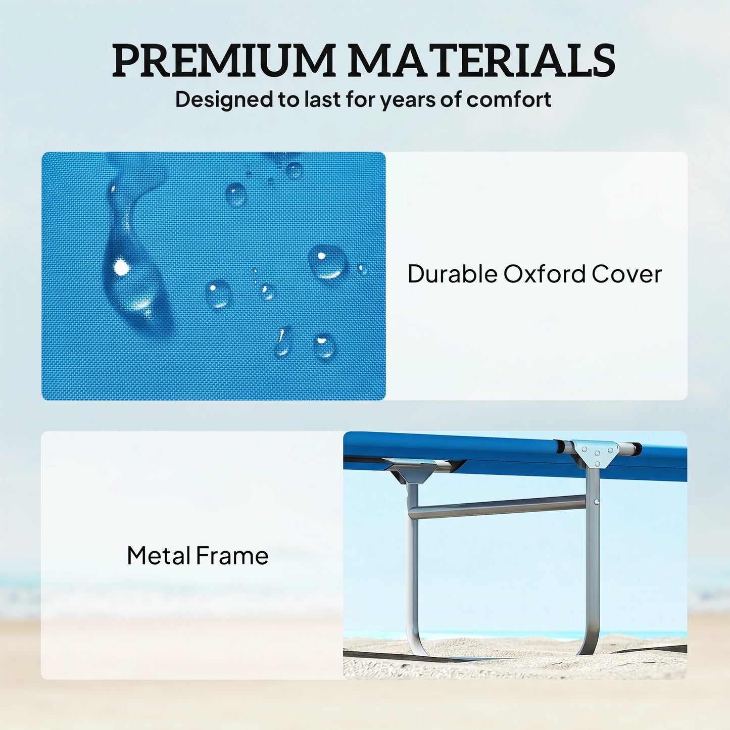 Outsunny Sun Lounger, with Adjustable Face Canopy - Bright Blue