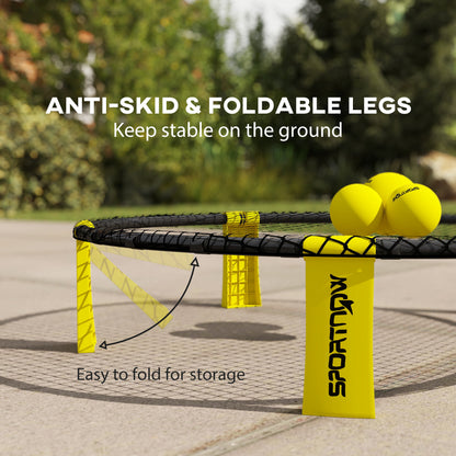 SPORTNOW Spike Game Set, Mini Beach Games Set with Net, 3 Balls and Ball Pump, Portable with Carrying Bag for Outdoor Team Sports, Yellow