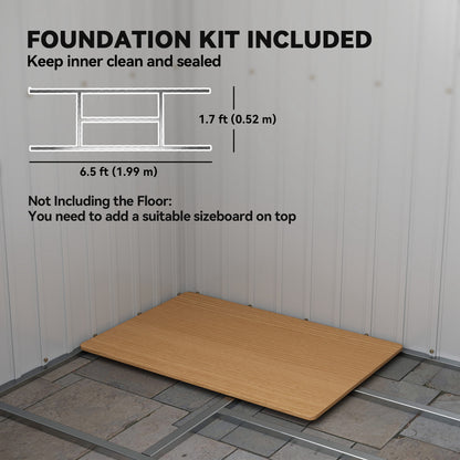 Outsunny 7 x 4ft Galvanised Steel Garden Shed, with Foundation Kit - Green