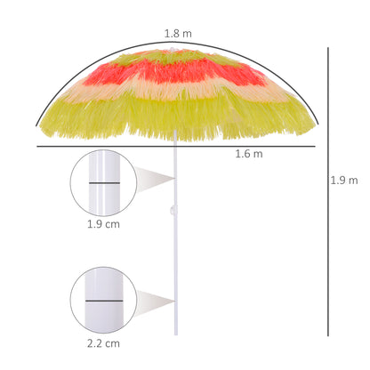 Outsunny 1.6m Garden Hawaii Parasol, Patio Beach Sun Umbrella Sunshade Hawaiian Folding Tilting Crank Parasol (Multicolour)-Parasols-ChewyGames-ChewyGames