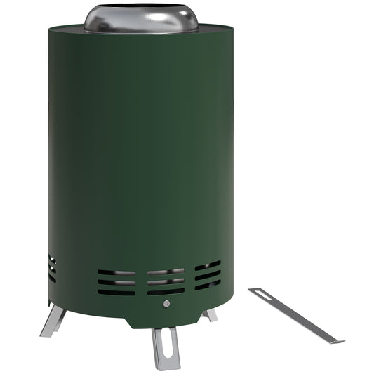 Outsunny Smokeless Fire Pit, 16 x 16 cm Stainless Steel Portable Wood Burning Firepit with Poker, Wood or Pellet Fuelled Tabletop Fire Pit for Garden Camping Bonfire Party, Green