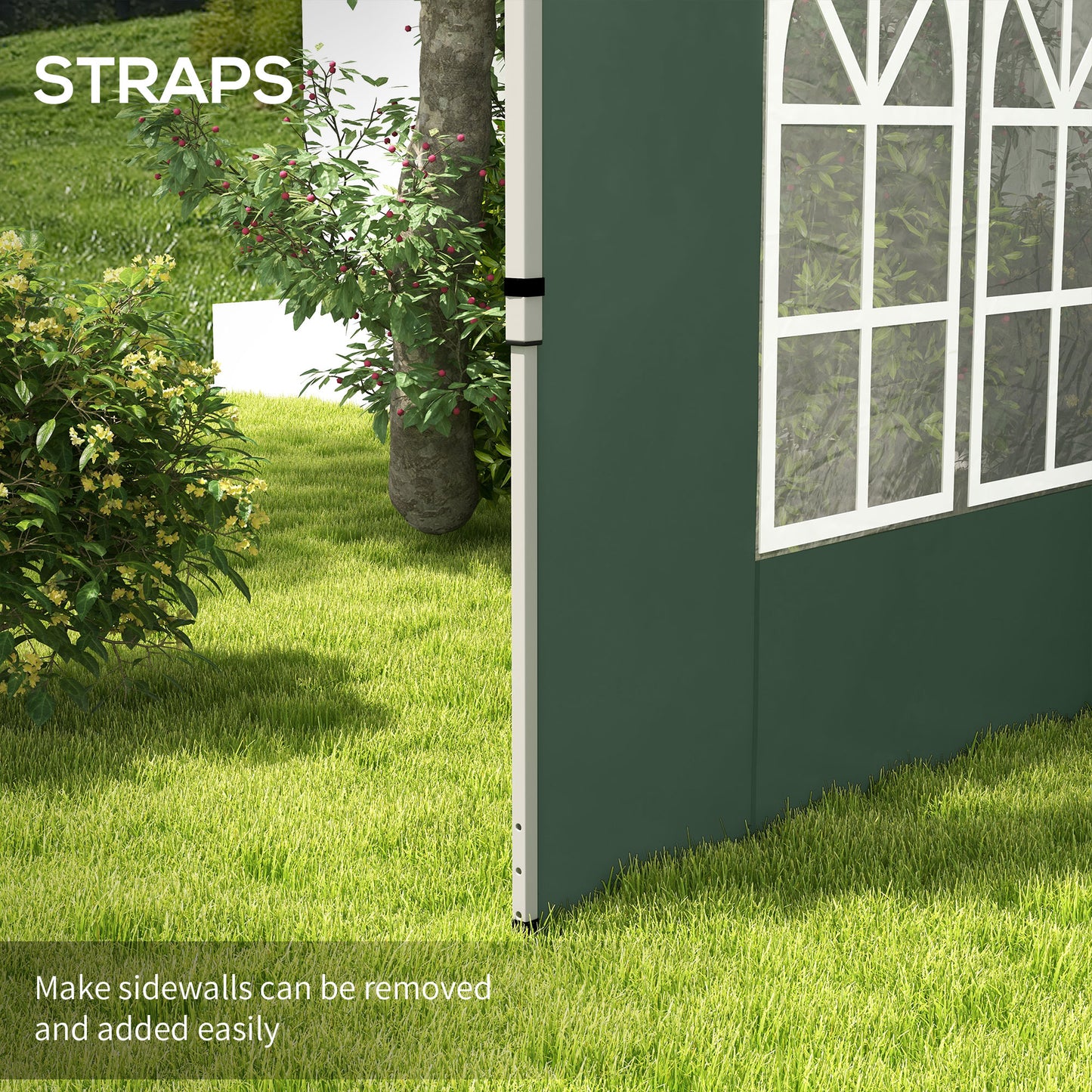 Outsunny Gazebo Side Panels, Sides Replacement with Window for 3x3(m) or 3x4m Pop Up Gazebo, 2 Pack, Green