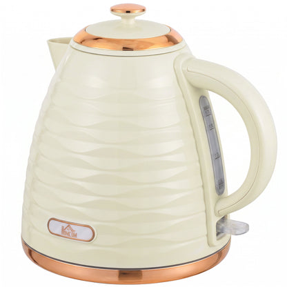 HOMCOM 3kW Rapid Boil Honeycomb Kettle - Cream White