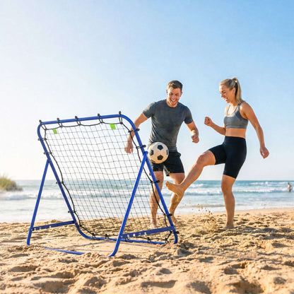 HOMCOM Adjustable Rebounder Net Kickback Target Goal for Teens Adults Training, Blue