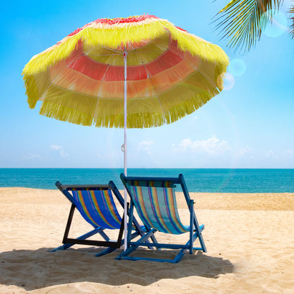 Outsunny 1.6m Garden Hawaii Parasol, Patio Beach Sun Umbrella Sunshade Hawaiian Folding Tilting Crank Parasol (Multicolour)-Parasols-ChewyGames-ChewyGames