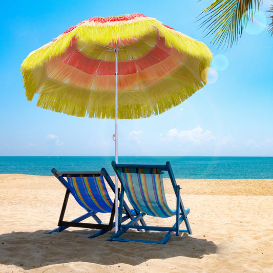 Outsunny 1.6m Garden Hawaii Parasol, Patio Beach Sun Umbrella Sunshade Hawaiian Folding Tilting Crank Parasol (Multicolour)-Parasols-ChewyGames-ChewyGames