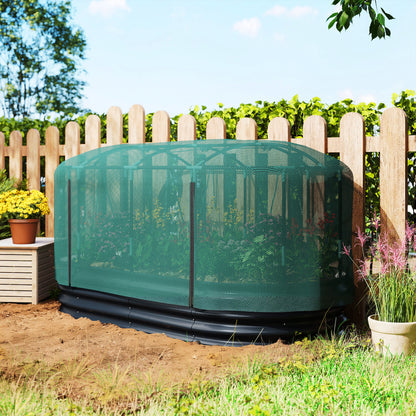 Outsunny Galvanised Raised Garden Bed Kit with Self Watering System and Mesh Cover, Garden Boxes, 6x3Ft, Dark Grey and Green