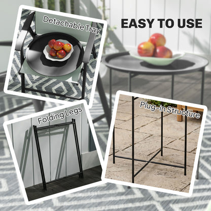 Outsunny Steel Removable Tray Top Garden Table - Black