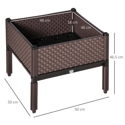 Outsunny Set of 2 Indoor/Outdoor Planter Boxes | Garden Raised Elevated Beds, Flowers Vegetables Fruits Herbs Container w/ Self-Watering Design Drainage Holes, Brown--ChewyGames-ChewyGames