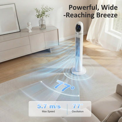HOMCOM Tower Fan for Bedroom, Standing Floor Fan with Oscillating, 3 Modes, 3 Speeds, 24 Hour Timer, White