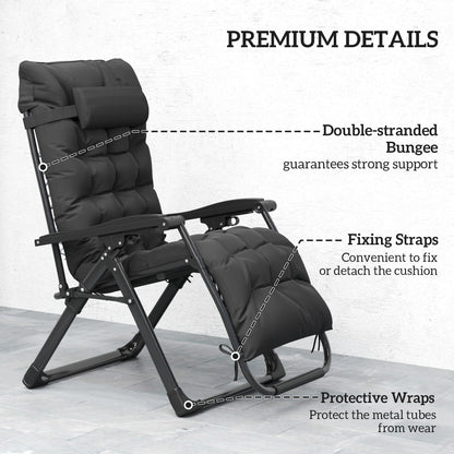 Outsunny 2 Piece Reclining Zero Gravity Sun Loungers with Cushions, Black