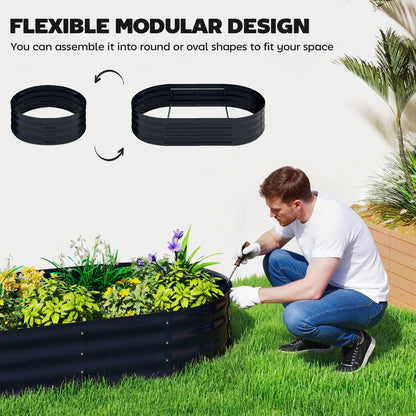 Outsunny Galvanised Raised Garden Bed with Arched Trellis, 5 x 3 x 6ft Metal Raised Bed for Garden with Open Bottom, Dark Grey