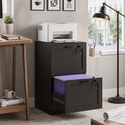 HOMCOM 2-Drawer Filing Cabinet with Lock - Black