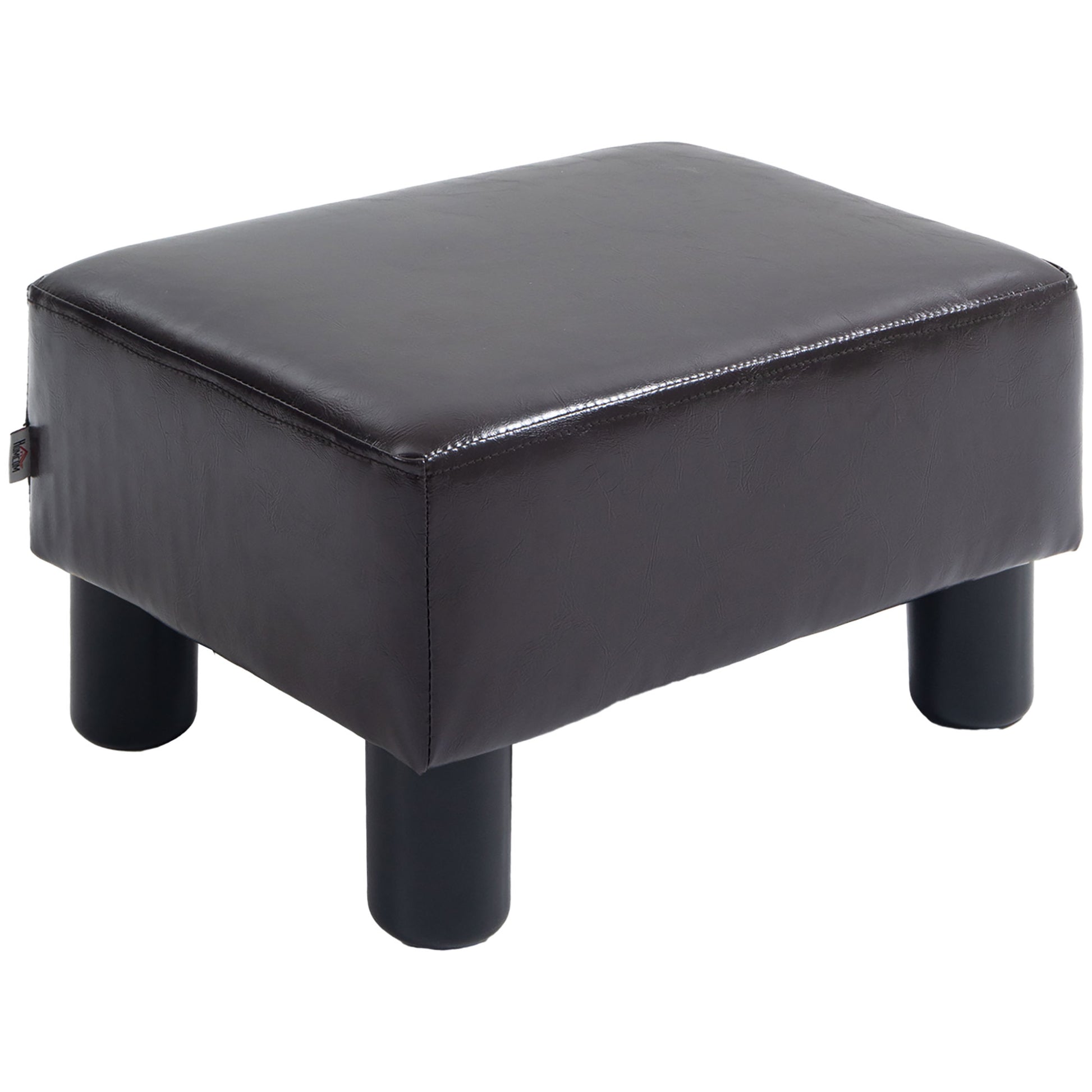 HOMCOM PU Leather Footstool Ottoman Cube with 4 Plastic Legs, Brown--ChewyGames-ChewyGames