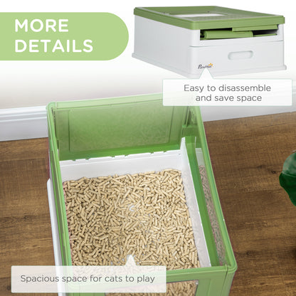 PawHut Hooded Cat Litter Box, Portable Pet Toilet, with Scoop, Front Entry - Emerald Green