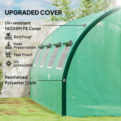 Outsunny Polyethylene Upgraded Structure Walk-in Polytunnel Greenhouse, 6 x 3 m, Green