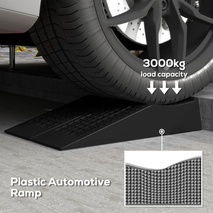 HOMCOM 2PCS Car Ramps, 3 Ton Low Entrance Plastic Curb Ramps with Anti-Slip Surface, Car Lift for Garage Workshop Cars SUVs Small Vans