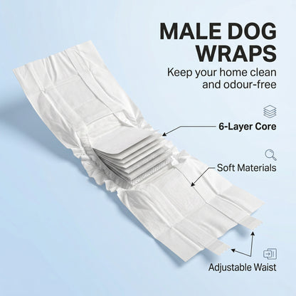 PawHut Dog Diapers Super Absorbent Leak-Proof Dog Nappies for Male Dogs Size XS 20-28 cm Waist