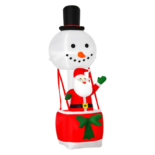 HOMCOM 8ft Christmas Inflatable Decoration with Santa Claus on Snowman Hot Air Balloon, Blow Up Xmas Decor for Outdoor Indoor
